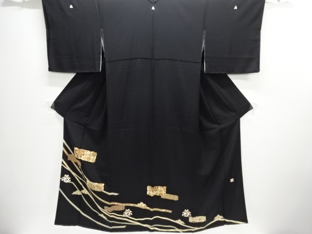 JAPANESE KIMONO / UNUSED TOMESODE / EMBROIDERY / FLORAL SARASA / ARTIST WORK
